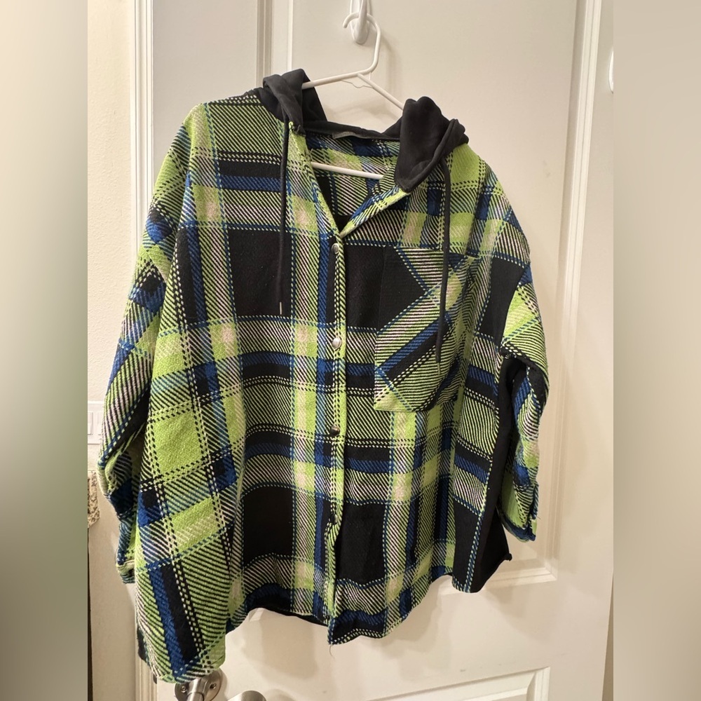 Galita Plaid Women's Jacket - Green and Black - Picture 3 of 4